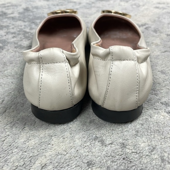 Valentino Calliope Leather Ballet Flats V Medallion Ivory Cream Sz 8 - Picture 7 of 14